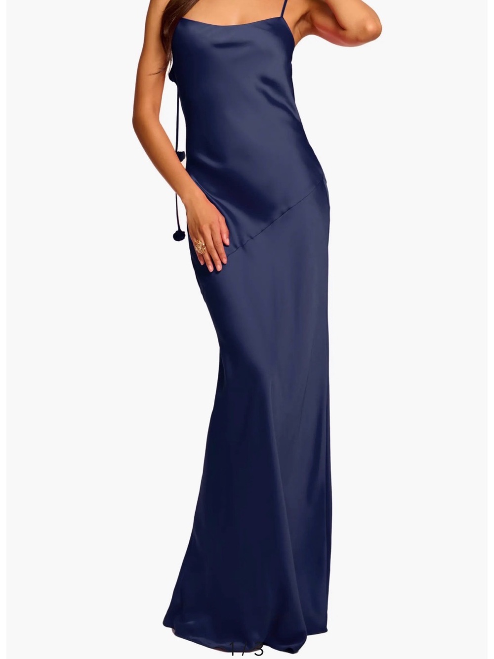 Ramy Brook Hansel Rosette Navy Satin Slip Dress 4